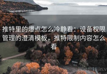 推特里的爆点怎么冷静看：设备权限管理的澄清模板，推特限制内容怎么看