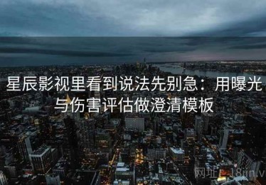 星辰影视里看到说法先别急：用曝光与伤害评估做澄清模板