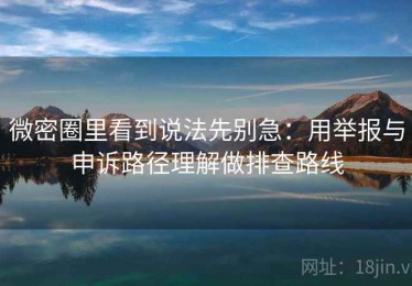 微密圈里看到说法先别急：用举报与申诉路径理解做排查路线