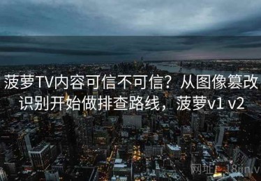 菠萝TV内容可信不可信？从图像篡改识别开始做排查路线，菠萝v1 v2